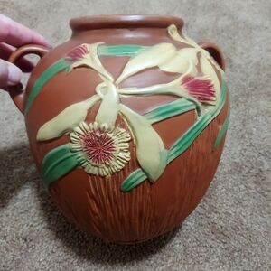 Roseville Floral Terracotta Vase Pottery